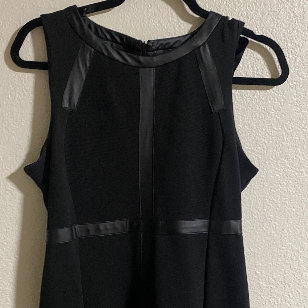Kardashian Kollection Black Dress with Leather Accents